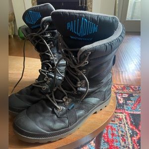 Palladium Pampa Thermal Womens 9 Winter Tall 6" Boots Black Leather Waterproof